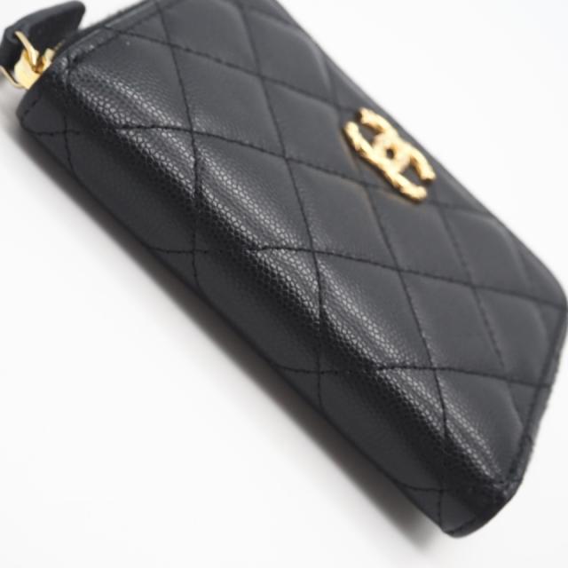 ★3日以内返品可★ 極美品 CHANEL シャネル マトラッセ ココマーク 二つ折り財布 AP5016 二つ折り財布 ブラック ゴールド キャビアスキン レディース