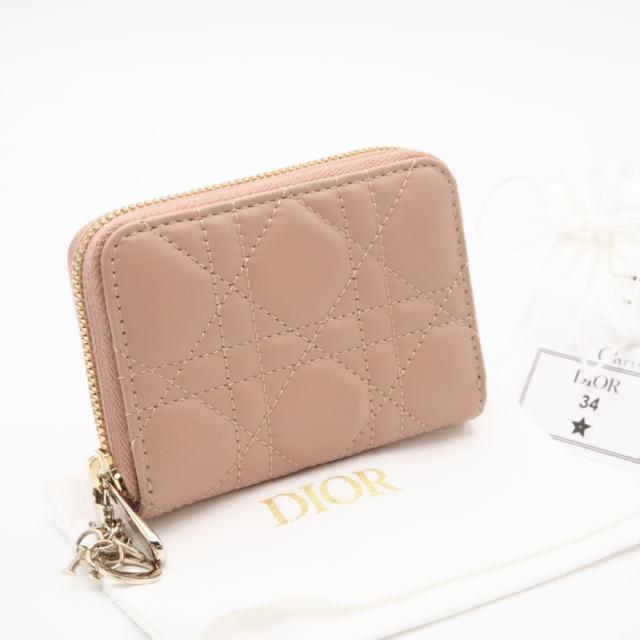 ★3日以内返品可★ 未使用 Christian Dior クリスチャンディオール Lady Dior Voyageur スモール ジップコインケース S0985ONMJ コインケース ピンクベージュ ラムスキン レディース