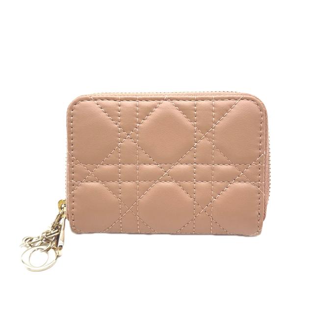 ★3日以内返品可★ 未使用 Christian Dior クリスチャンディオール Lady Dior Voyageur スモール ジップコインケース S0985ONMJ コインケース ピンクベージュ ラムスキン レディース_1