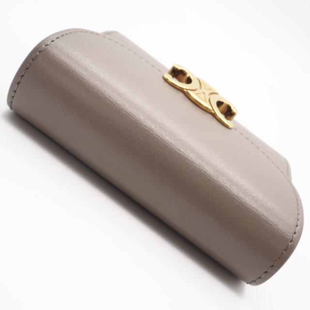 ★3日以内返品可★ 美品 CELINE セリーヌ シャイニーカーフスキン スモール フラップウォレット トリオンフ 10D783DPV.03SA 三つ折り財布 グレージュ カーフレザー レディース_6