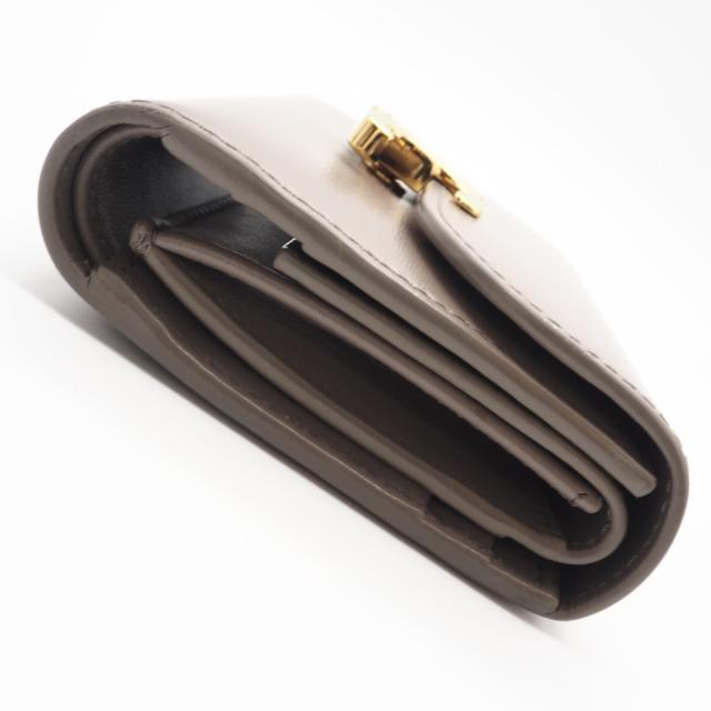 ★3日以内返品可★ 美品 CELINE セリーヌ シャイニーカーフスキン スモール フラップウォレット トリオンフ 10D783DPV.03SA 三つ折り財布 グレージュ カーフレザー レディース_8