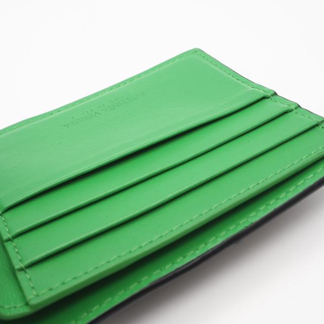 ★3日以内返品可★ 美品 BOTTEGAVENETA ボッテガヴェネタ マキシイントレチャート レザー 二つ折り財布 743004 二つ折り財布 ブラック グリーン カーフレザー メンズ_11