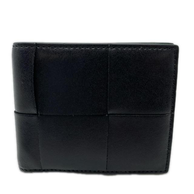 ★3日以内返品可★ 美品 BOTTEGAVENETA ボッテガヴェネタ マキシイントレチャート レザー 二つ折り財布 743004 二つ折り財布 ブラック グリーン カーフレザー メンズ_1