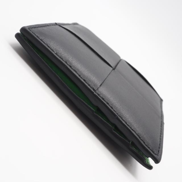 ★3日以内返品可★ 美品 BOTTEGAVENETA ボッテガヴェネタ マキシイントレチャート レザー 二つ折り財布 743004 二つ折り財布 ブラック グリーン カーフレザー メンズ_7