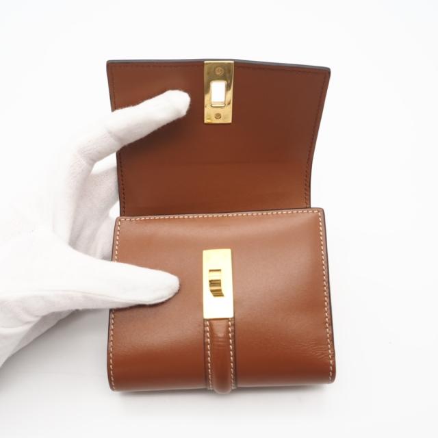 ★3日以内返品可★ 美品 CELINE セリーヌ 16 セーズ スモール トリフォールドウォレット タン 10F523CQ7.04LU 三つ折り財布 ブラウン カーフレザー レディース_10