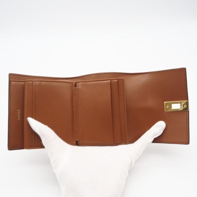 ★3日以内返品可★ 美品 CELINE セリーヌ 16 セーズ スモール トリフォールドウォレット タン 10F523CQ7.04LU 三つ折り財布 ブラウン カーフレザー レディース_12
