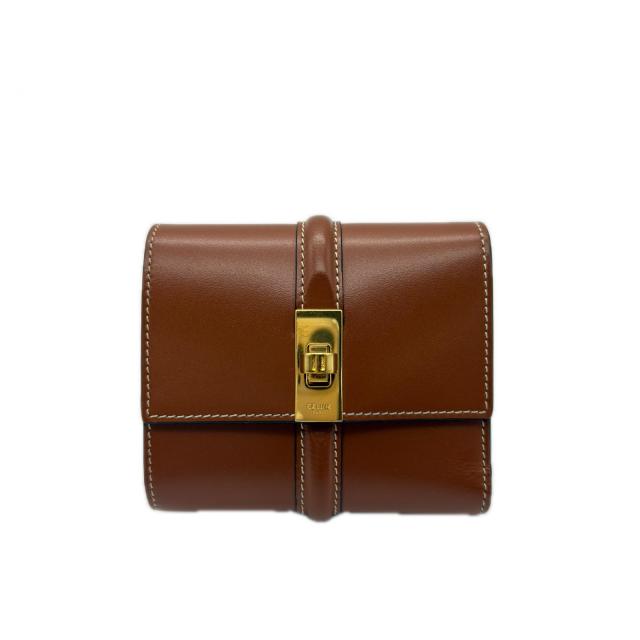 ★3日以内返品可★ 美品 CELINE セリーヌ 16 セーズ スモール トリフォールドウォレット タン 10F523CQ7.04LU 三つ折り財布 ブラウン カーフレザー レディース_1