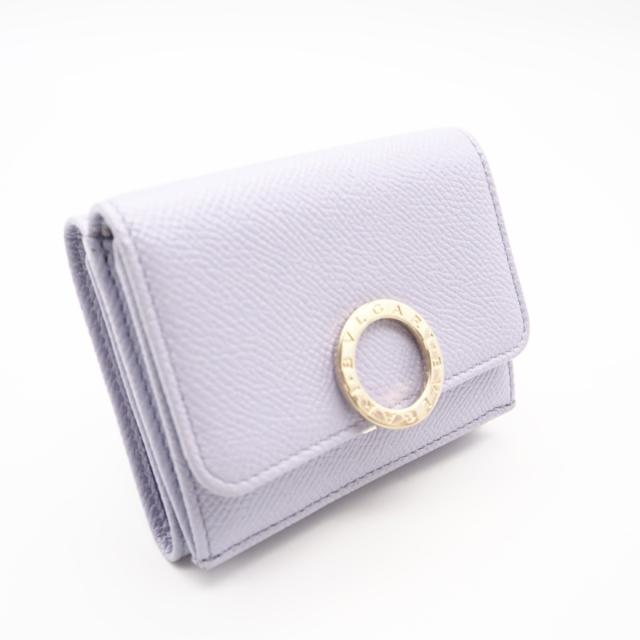 ★3日以内返品可★ 極美品 BVLGARI ブルガリ ブルガリブルガリ コンパクトウォレット 292549 三つ折り財布 パープル レザー レディース