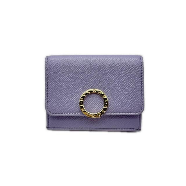 ★3日以内返品可★ 極美品 BVLGARI ブルガリ ブルガリブルガリ コンパクトウォレット 292549 三つ折り財布 パープル レザー レディース_1