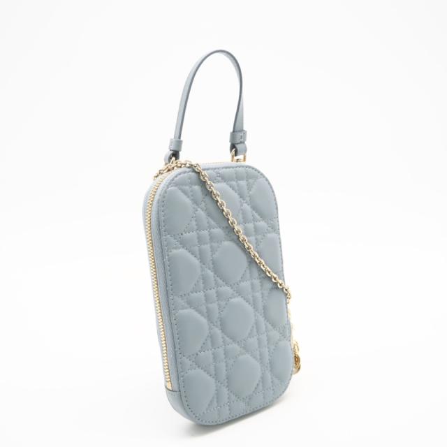 ★3日以内返品可★ 極美品 Christian Dior ディオール カナージュ 子ヒツジ人はだ Lady Dior Callin Dior 電話機保持者 S0872ONMJ_M81B 2wayショルダーバッグ 青味 子ヒツジ人はだ レディース