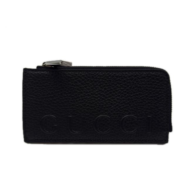★3日以内返品可★ 未使用 GUCCI グッチ ロゴ ジップカードケース 835073 コインケース ブラック グレインレザー メンズ_1
