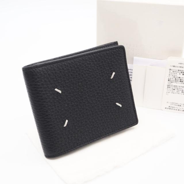 ★3日以内返品可★ 美品 MAISON MARGIELA メゾンマルジェラ 4ステッチ 二つ折りコンパクトウォレット S55UI0294 二つ折り財布 ブラック レザー メンズ