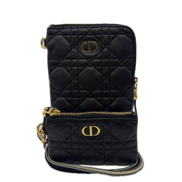 ★3日以内返品可★ 美品 Christian Dior クリスチャンディオール Dior カロ マルチファンクション カナージュ ポーチ ショルダーバッグ S5036UWHC ショルダーバッグ ブラック ホワイト カーフレザー レディース_1