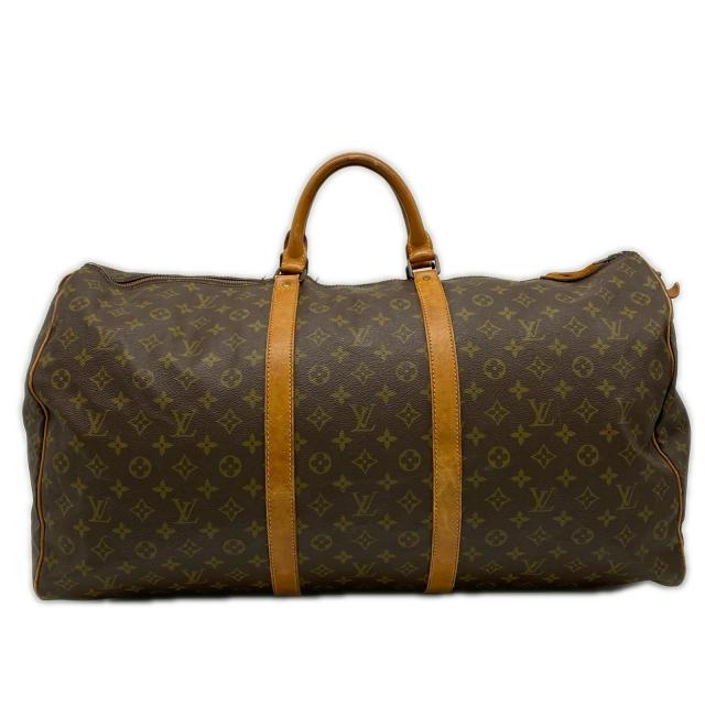★3日以内返品可★ LOUIS VUITTON ルイ・ヴィトン モノグラム キャンバス キーポル 60 M41422 ボストンバッグ ブラウン コーティングキャンバス レザー メンズ_1
