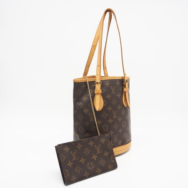 ★3日以内返品可★  LOUIS VUITTON ルイ・ヴィトン モノグラム キャンバス バケットPM M42238 ハンドバッグ ブラウン コーティングキャンバス レザー レディース