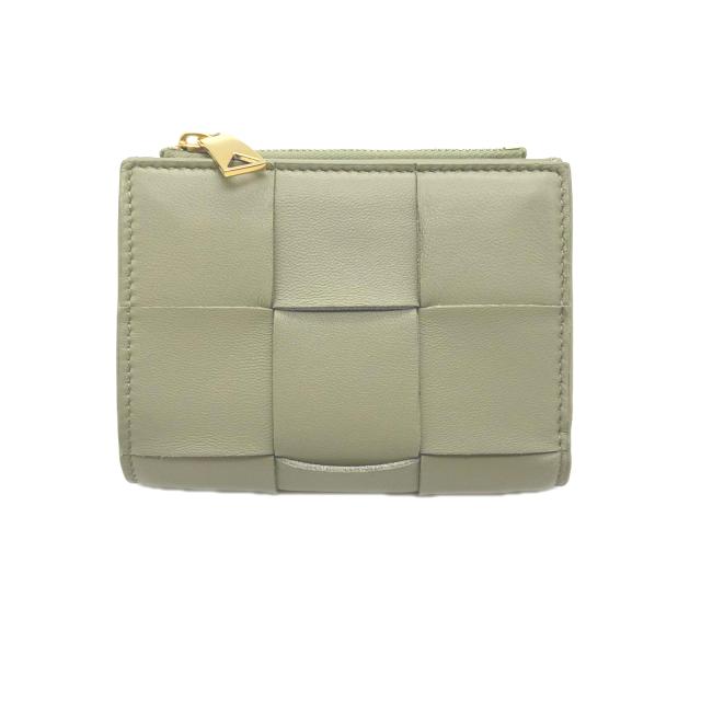 ★3日以内返品可★ 極美品 BOTTEGAVENETA ボッテガヴェネタ カセット スモール 二つ折りウォレット トラバーチン 742698 二つ折り財布 ベージュ ラムスキン レディース_1