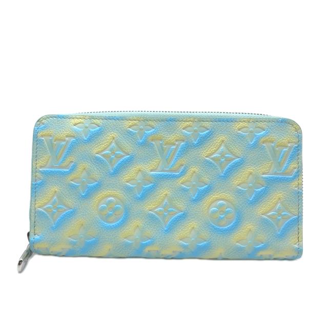 ★3日以内返品可★ 未使用 LOUIS VUITTON ルイ・ヴィトン モノグラム アンプラント サマー スターダスト ジッピーウォレット ヴェール ドー M81466 長財布 ブルー イエロー グレインカーフレザー レディース_1