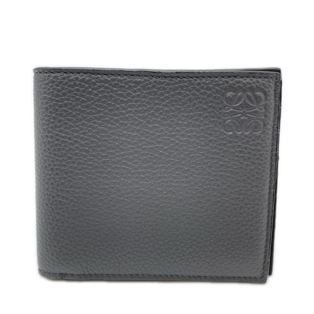 ★3日以内返品可★ 極美品 LOEWE ロエベ ソフトグレインカーフ バイフォールド ウォレット C660302X05 二つ折り財布 グレー ブラック グレインカーフレザー メンズ_1