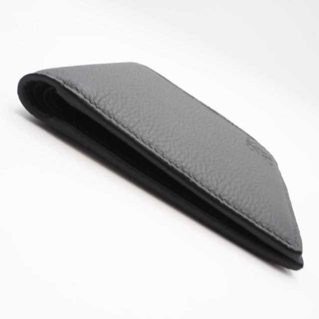 ★3日以内返品可★ 極美品 LOEWE ロエベ ソフトグレインカーフ バイフォールド ウォレット C660302X05 二つ折り財布 グレー ブラック グレインカーフレザー メンズ_4