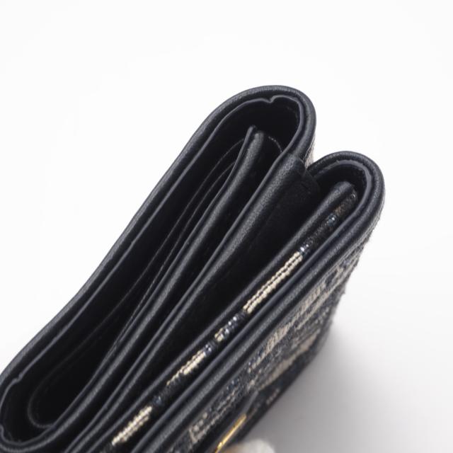 ★3日以内返品可★ 美品 Christian Dior クリスチャンディオール オブリーク ジャカード 30 モンテーニュ コンパクト ウォレット S2084UTZQ 三つ折り財布 ネイビー グレー キャンバス レディース_9