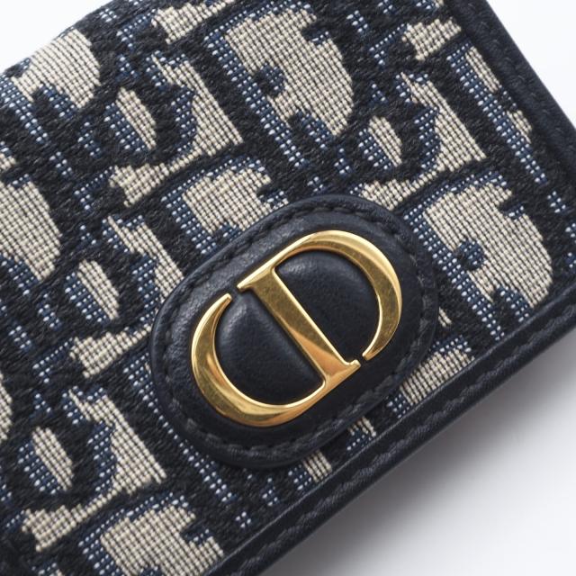 ★3日以内返品可★ 美品 Christian Dior クリスチャンディオール オブリーク ジャカード 30 モンテーニュ コンパクト ウォレット S2084UTZQ 三つ折り財布 ネイビー グレー キャンバス レディース_10