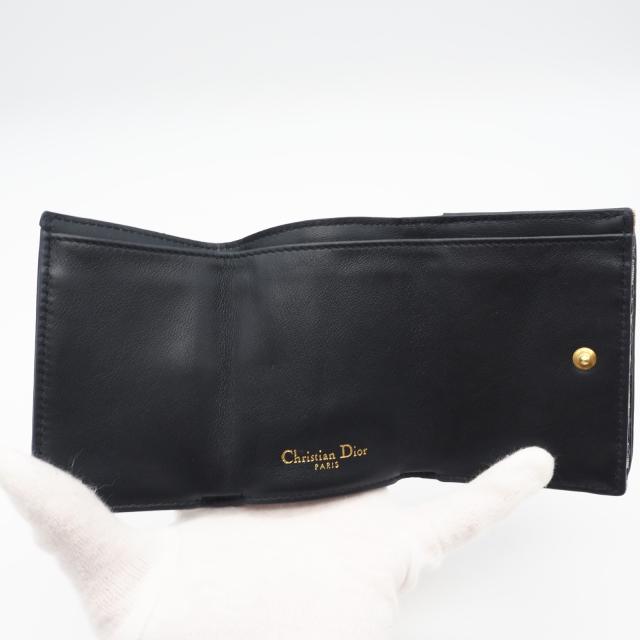 ★3日以内返品可★ 美品 Christian Dior クリスチャンディオール オブリーク ジャカード 30 モンテーニュ コンパクト ウォレット S2084UTZQ 三つ折り財布 ネイビー グレー キャンバス レディース_12