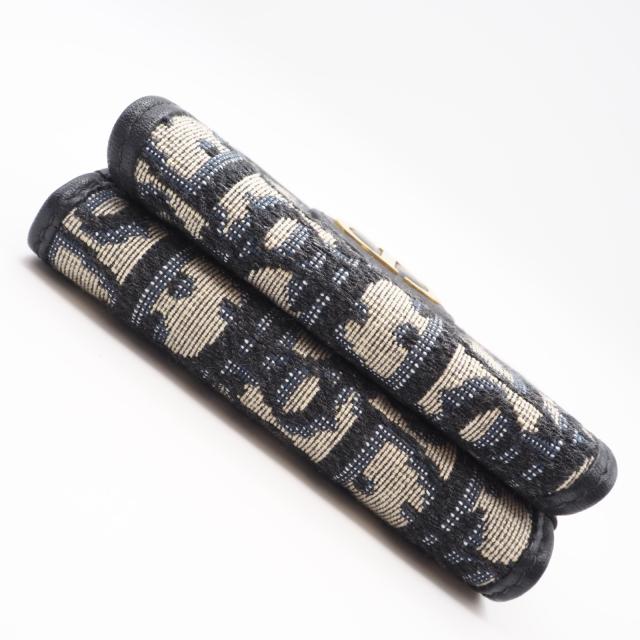 ★3日以内返品可★ 美品 Christian Dior クリスチャンディオール オブリーク ジャカード 30 モンテーニュ コンパクト ウォレット S2084UTZQ 三つ折り財布 ネイビー グレー キャンバス レディース_7
