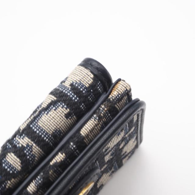 ★3日以内返品可★ 美品 Christian Dior クリスチャンディオール オブリーク ジャカード 30 モンテーニュ コンパクト ウォレット S2084UTZQ 三つ折り財布 ネイビー グレー キャンバス レディース_8