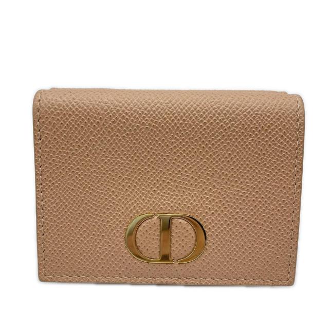 ★3日以内返品可★ 美品 Christian Dior クリスチャンディオール グレインドカーフスキン 30 モンテーニュ ロータスウォレット S2084OBAE 三つ折り財布 ベージュ グレインカーフレザー レディース_1