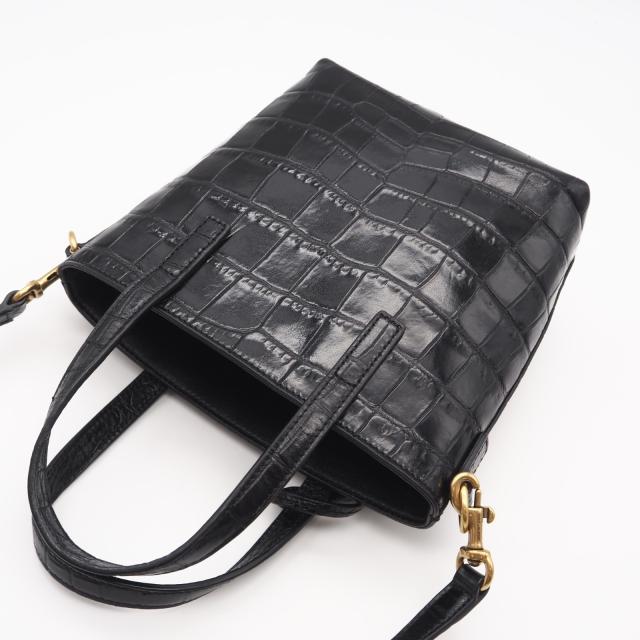 ★3日以内返品可★ 美品 SAINT LAURENT サンローラン クロコ型押し ミニ トイ ショッピング 712367 2wayハンドバッグ ブラック クロコダイル レザー レディース_2