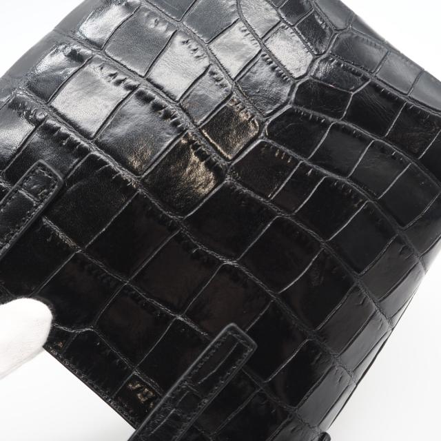 ★3日以内返品可★ 美品 SAINT LAURENT サンローラン クロコ型押し ミニ トイ ショッピング 712367 2wayハンドバッグ ブラック クロコダイル レザー レディース_3