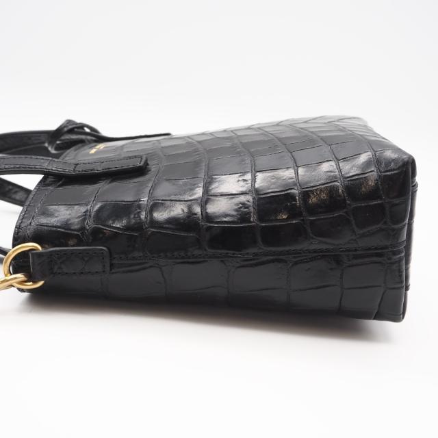 ★3日以内返品可★ 美品 SAINT LAURENT サンローラン クロコ型押し ミニ トイ ショッピング 712367 2wayハンドバッグ ブラック クロコダイル レザー レディース_6