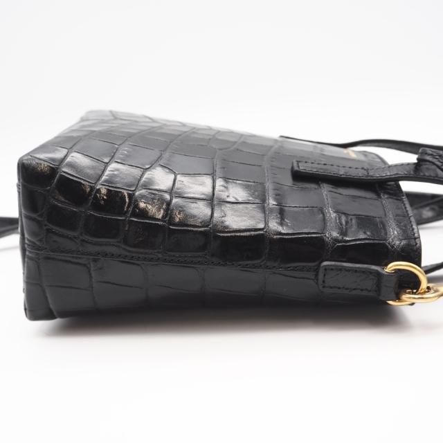 ★3日以内返品可★ 美品 SAINT LAURENT サンローラン クロコ型押し ミニ トイ ショッピング 712367 2wayハンドバッグ ブラック クロコダイル レザー レディース_7