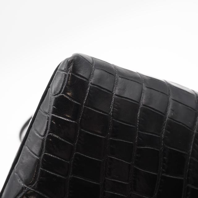 ★3日以内返品可★ 美品 SAINT LAURENT サンローラン クロコ型押し ミニ トイ ショッピング 712367 2wayハンドバッグ ブラック クロコダイル レザー レディース_8