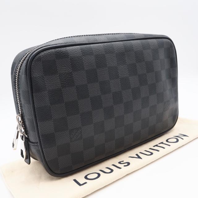 ★3日以内返品可★ 極美品 LOUIS VUITTON ルイ・ヴィトン ダミエ グラフィット トゥルーストワレGM N47521 セカンドバッグ ブラック グレー コーティングキャンバス レザー メンズ