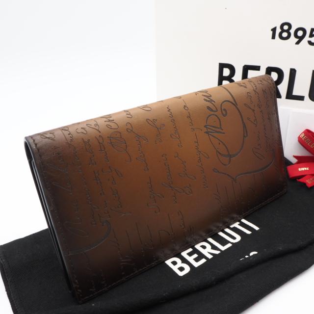 ★3日以内返品可★ 極美品 Berluti ベルルッティ ヴェネチア カーフレザー エスパス フラップ ロングウォレット cacao intenso 235751 長財布 ブラウン ブラック ヴェネチア カーフレザー メンズ