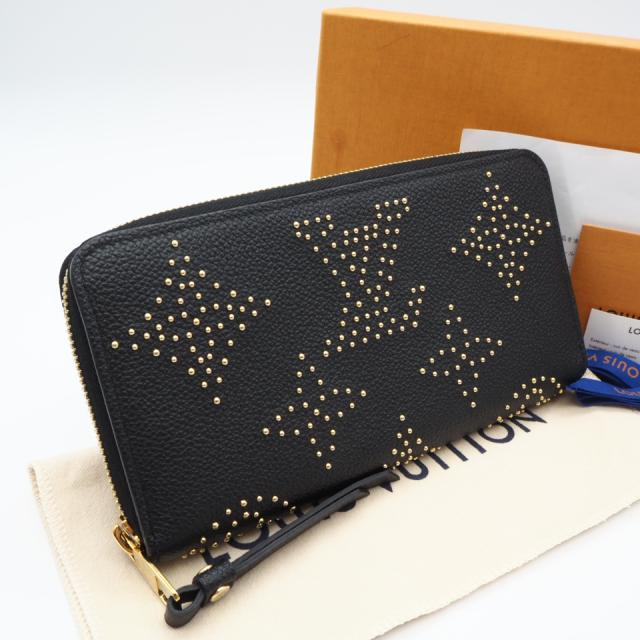★3日以内返品可★ 極美品 LOUIS VUITTON ルイ・ヴィトン モノグラム アンプラント(スタッズ) ジッピー ウォレット M82649 長財布 ブラック カーフレザー レディース