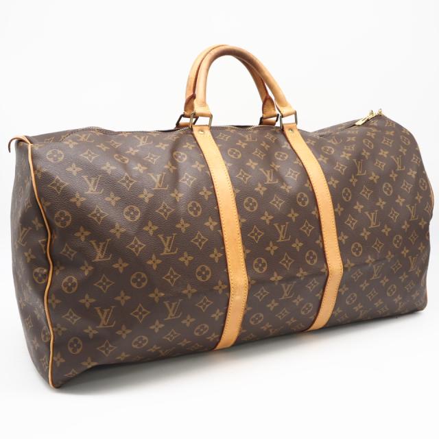 ★3日以内返品可★ LOUIS VUITTON ルイ・ヴィトン モノグラム キャンバス キーポル 60 M41422 ボストンバッグ ブラウン コーティングキャンバス レザー メンズ