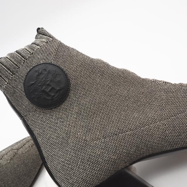 ★3日以内返品可★ 美品 HERMES エルメス ニット ヴォルヴェール ソックスブーツ 6.5 23.5 H221164Z ブーツ グレー ブラック ニット レディース_11