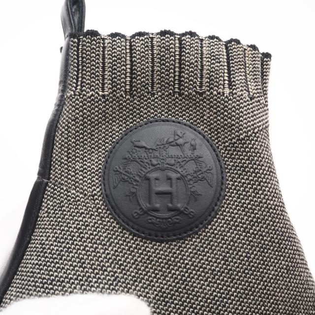 ★3日以内返品可★ 美品 HERMES エルメス ニット ヴォルヴェール ソックスブーツ 6.5 23.5 H221164Z ブーツ グレー ブラック ニット レディース_16