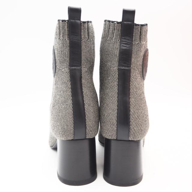 ★3日以内返品可★ 美品 HERMES エルメス ニット ヴォルヴェール ソックスブーツ 6.5 23.5 H221164Z ブーツ グレー ブラック ニット レディース_8