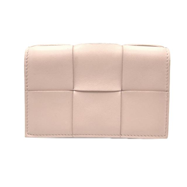 ★3日以内返品可★ 美品 BOTTEGAVENETA ボッテガヴェネタ イントレチャート 大 カードケース 651396 カードケース ピンク ラムスキン レディース_1