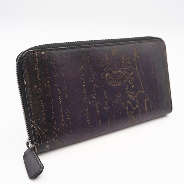 ★3日以内返品可★ 美品 Berluti ベルルッティ カリグラフィ レザー ロング ウォレット - 長財布 パープル カーフレザー メンズ