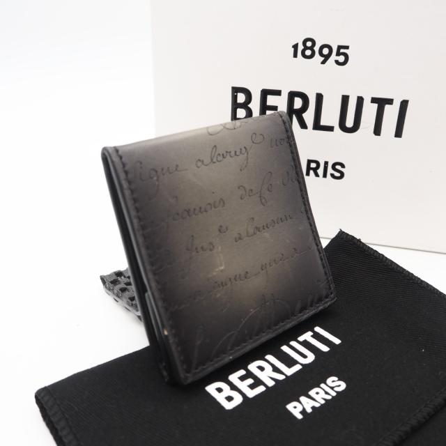 ★3日以内返品可★ 美品 Berluti ベルルッティ ヴェネチア レザー スクリット オリジン コインパース - コインケース ブラック カーフレザー メンズ