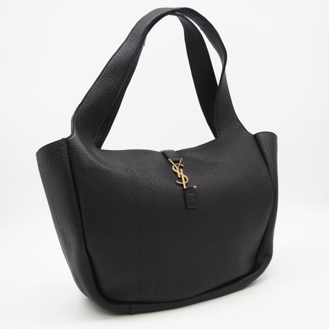 ★3日以内返品可★ 美品 SAINT LAURENT PARIS サンローランパリ グレインレザー ル・サンカセット ベア トートバッグ 763435 ハンドバッグ ブラック ゴールド グレインレザー レディース