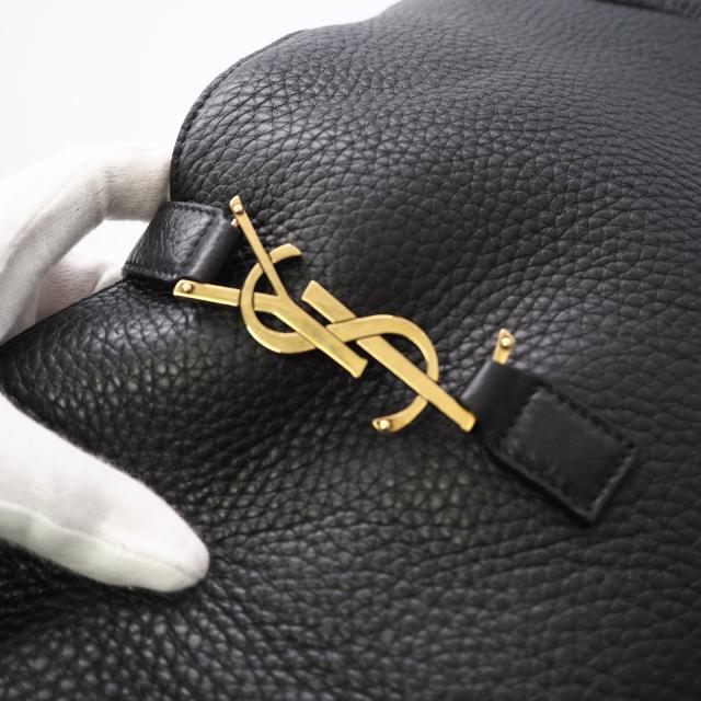 ★3日以内返品可★ 美品 SAINT LAURENT PARIS サンローランパリ グレインレザー ル・サンカセット ベア トートバッグ 763435 ハンドバッグ ブラック ゴールド グレインレザー レディース_9