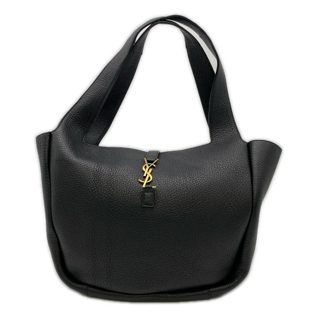 ★3日以内返品可★ 美品 SAINT LAURENT PARIS サンローランパリ グレインレザー ル・サンカセット ベア トートバッグ 763435 ハンドバッグ ブラック ゴールド グレインレザー レディース_1
