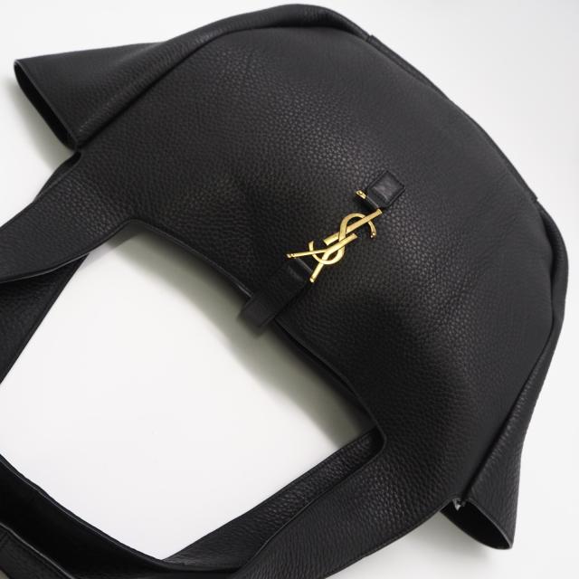 ★3日以内返品可★ 美品 SAINT LAURENT PARIS サンローランパリ グレインレザー ル・サンカセット ベア トートバッグ 763435 ハンドバッグ ブラック ゴールド グレインレザー レディース_5