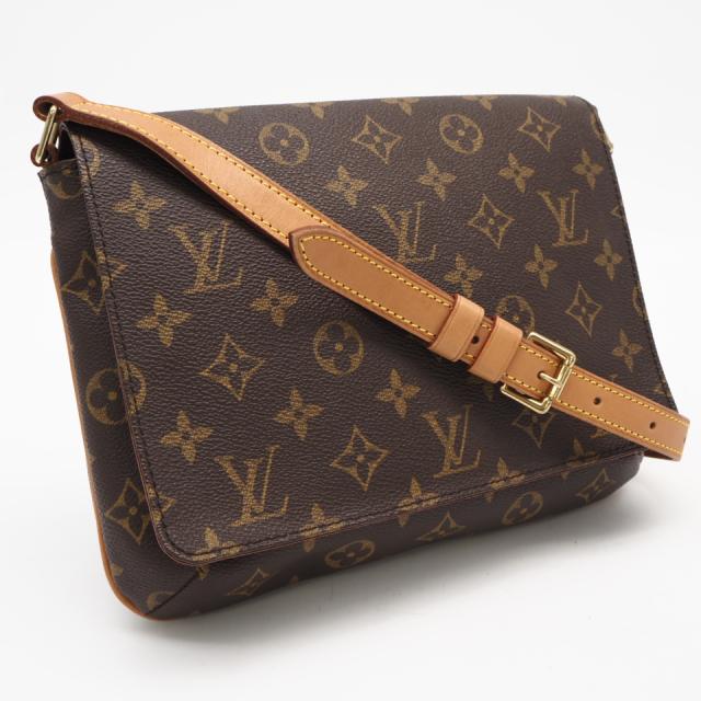 ★3日以内返品可★ LOUIS VUITTON ルイ・ヴィトン モノグラム キャンバス ミュゼット タンゴ ショート M51257 ショルダーバッグ ブラウン コーティングキャンバス レザー レディース