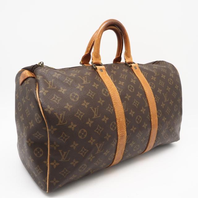 ★3日以内返品可★ LOUIS VUITTON ルイ・ヴィトン モノグラム キャンバス キーポル 45 M41428 ボストンバッグ ブラウン コーティングキャンバス レザー レディース 35,984円